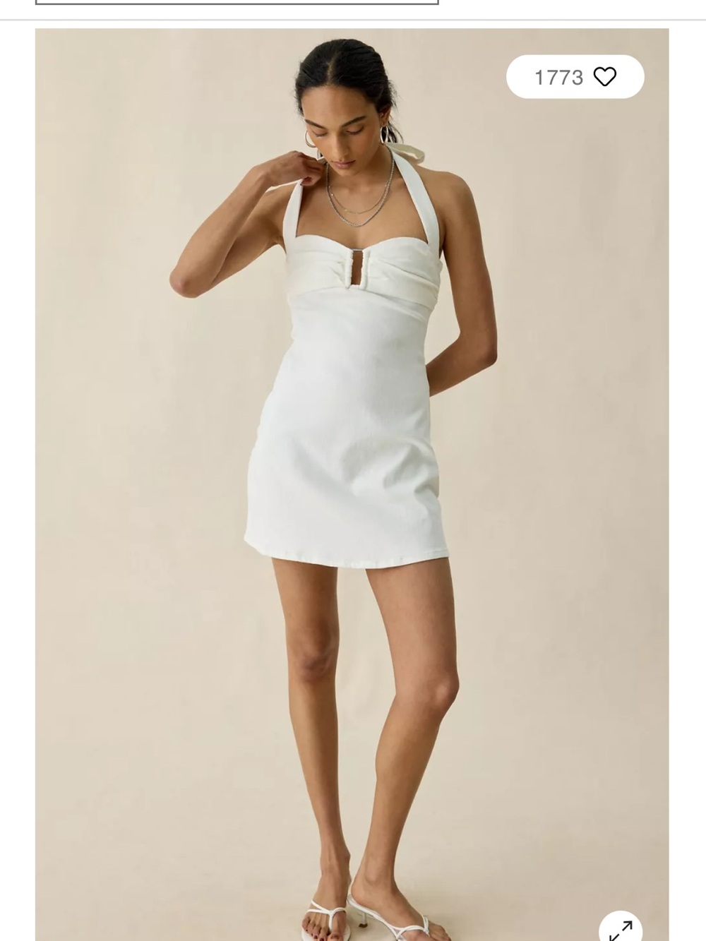 Urban Outfitters White Halter Mini Dress with Front Keyhole